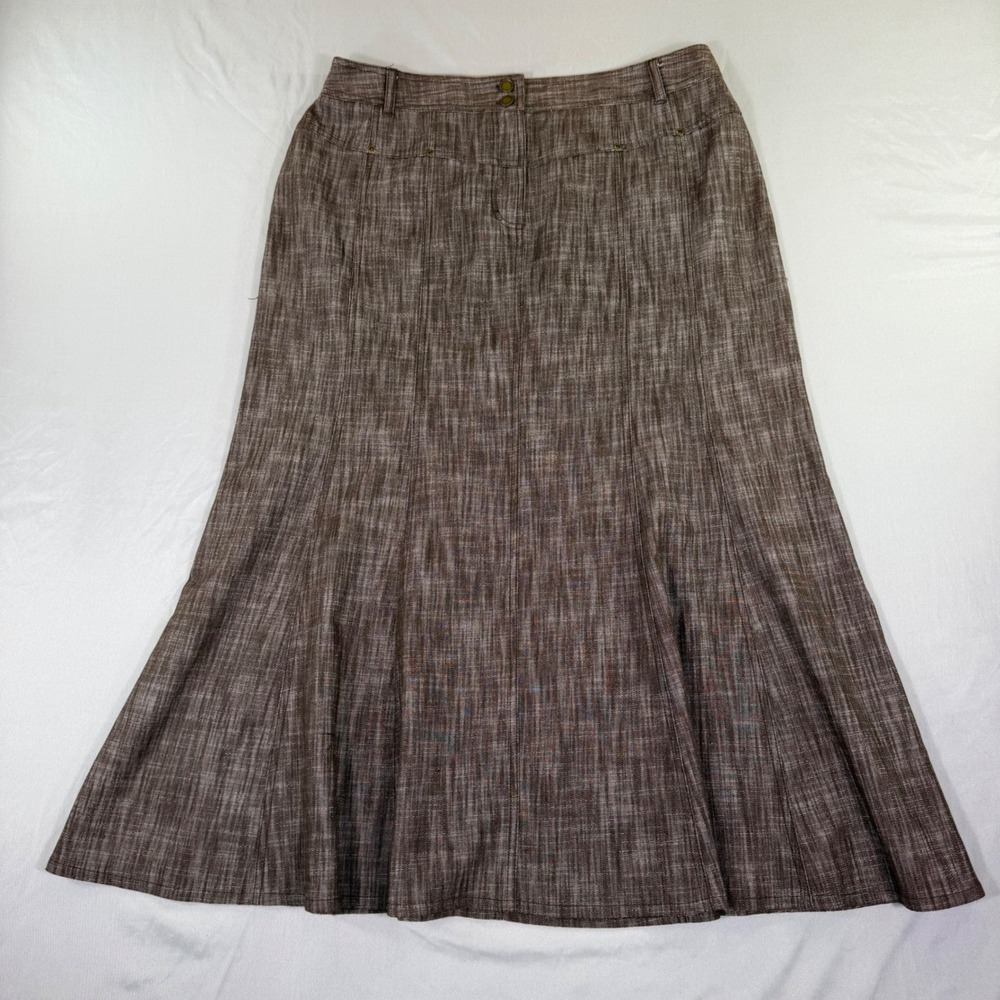 Brown Midi A Line Skirt 14 Academia 90s Boho Earthy Librarian Modest Fall Preppy